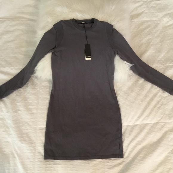 Monrow Grey Long Sleeve Body Con Short Dress Small - Picture 1 of 9